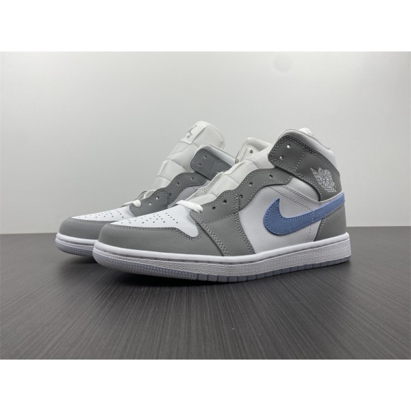 Tênis Air Jordan 1 Mid Wolf Grey Aluminum